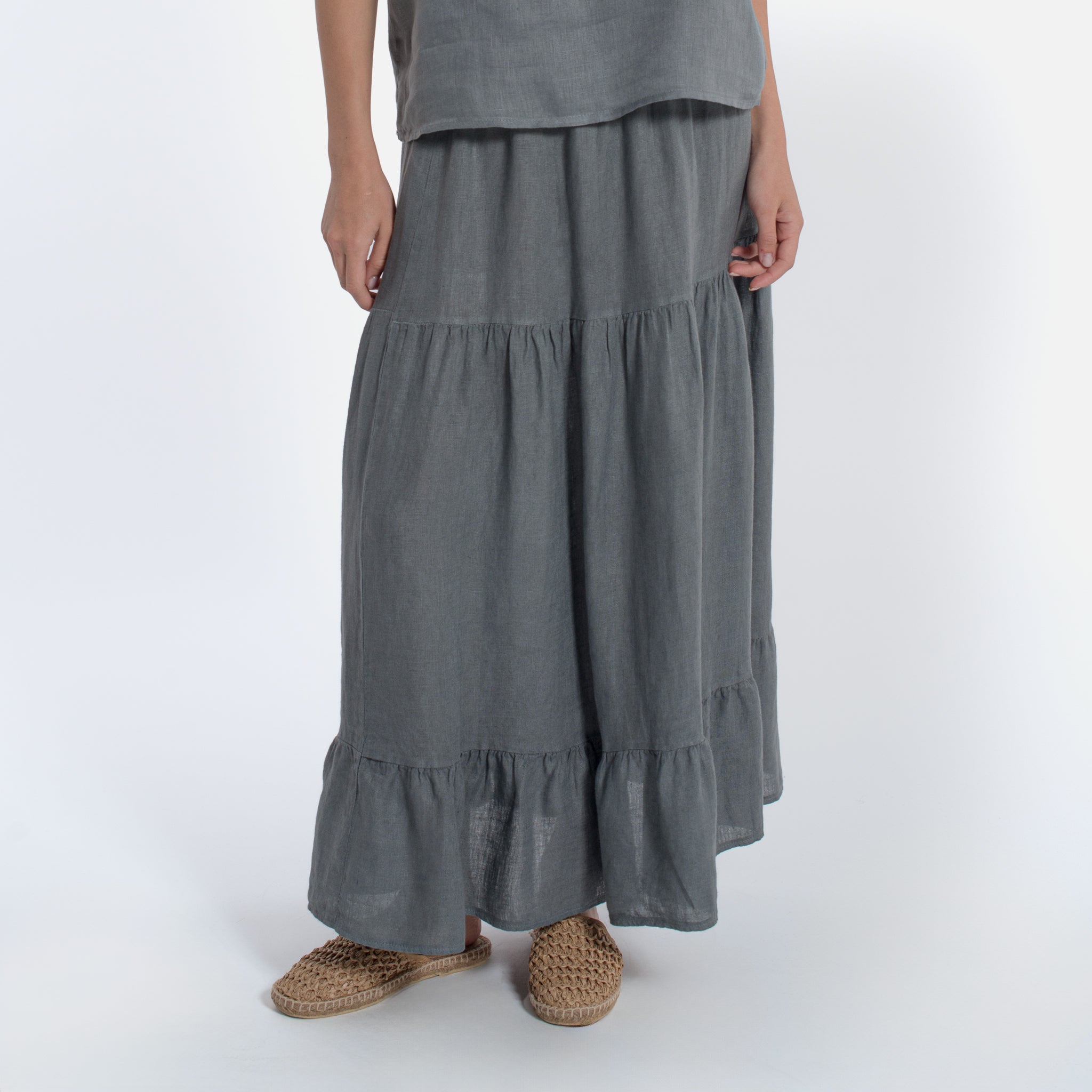 ACANFORA LINEN SKIRT WITH RUFFLES