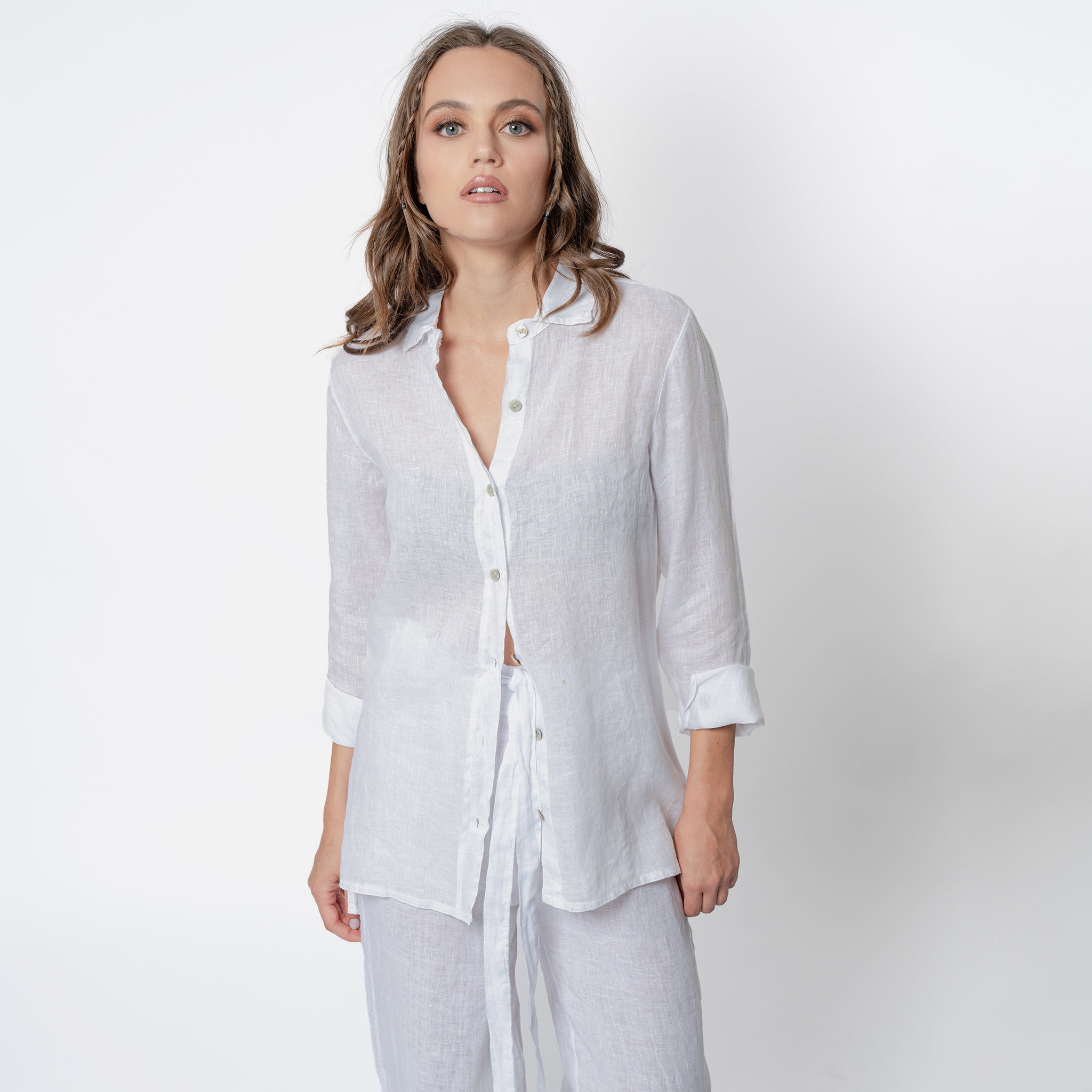 ACANFORA CAMICIA CON COLLO LINO