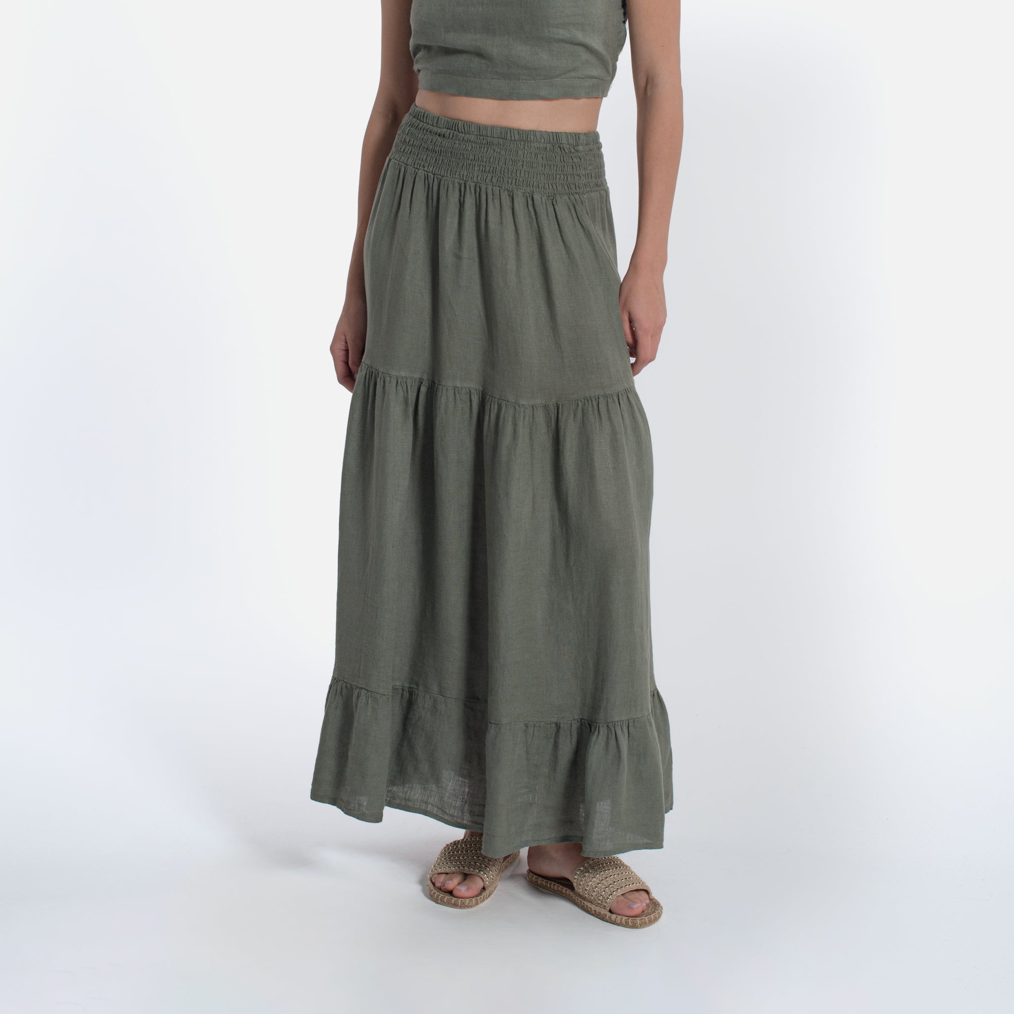 ACANFORA LINEN SKIRT WITH RUFFLES
