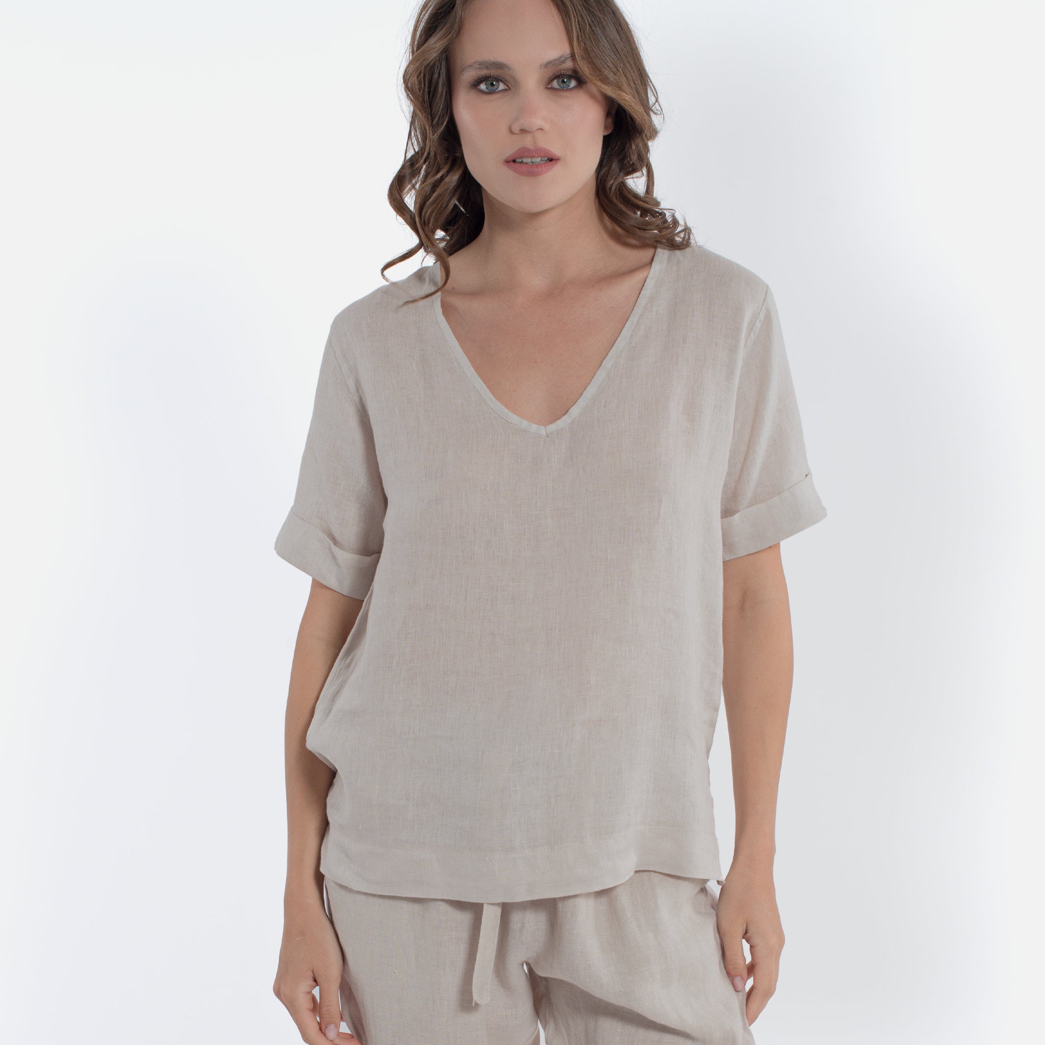 ACANFORA LINEN V-NECK TUNIC