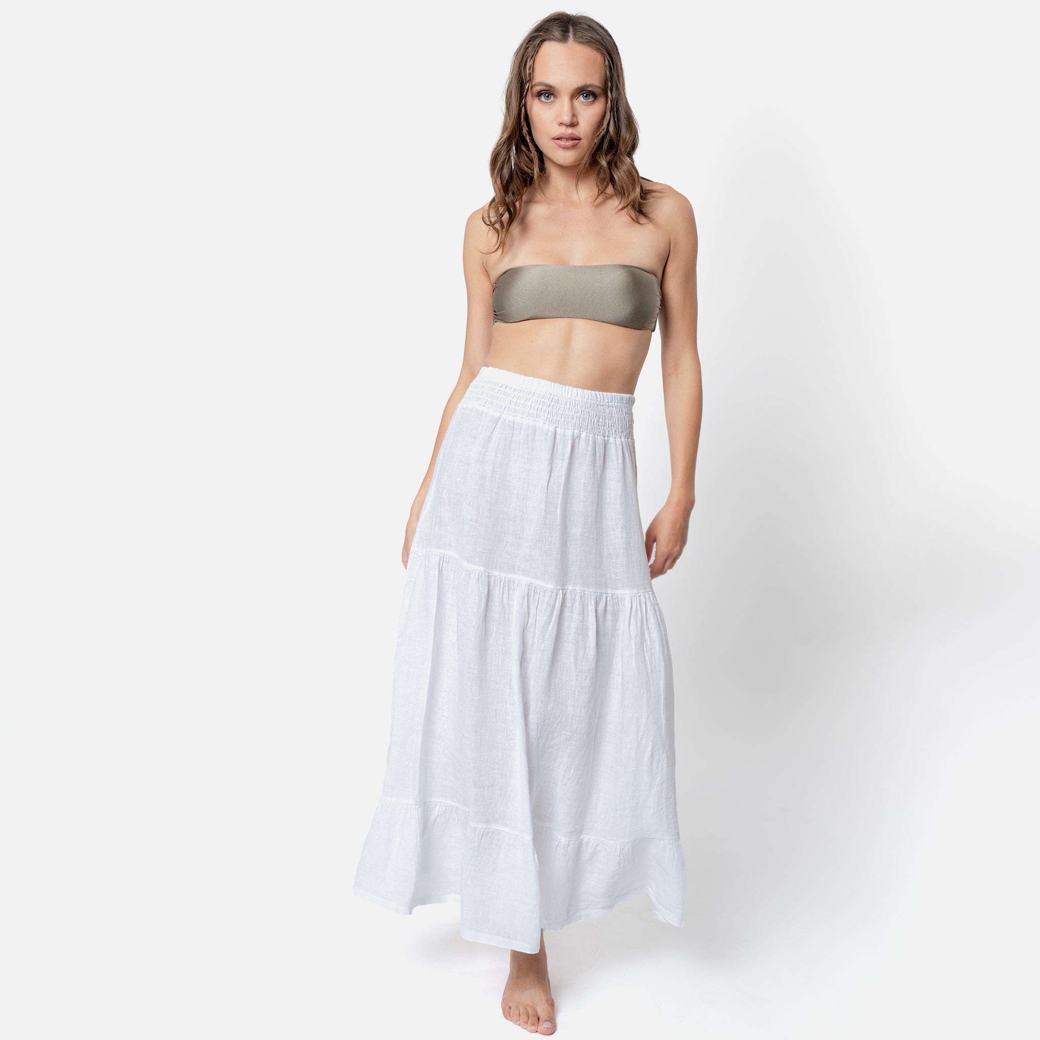 ACANFORA LINEN SKIRT WITH RUFFLES