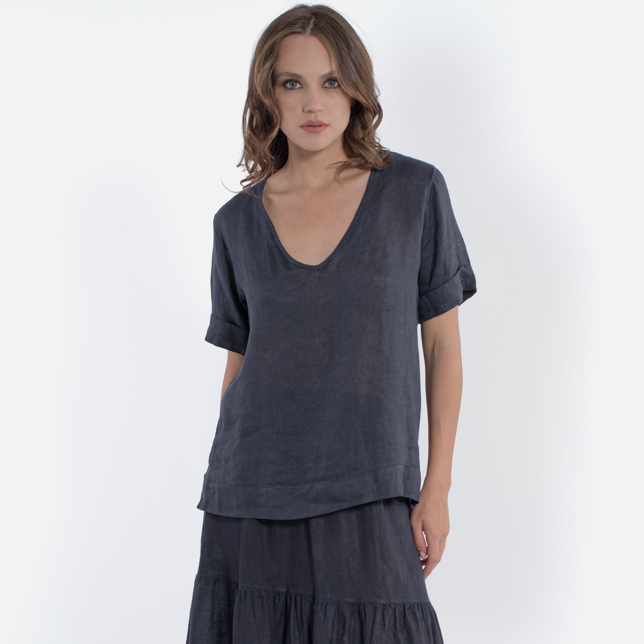 ACANFORA LINEN V-NECK TUNIC