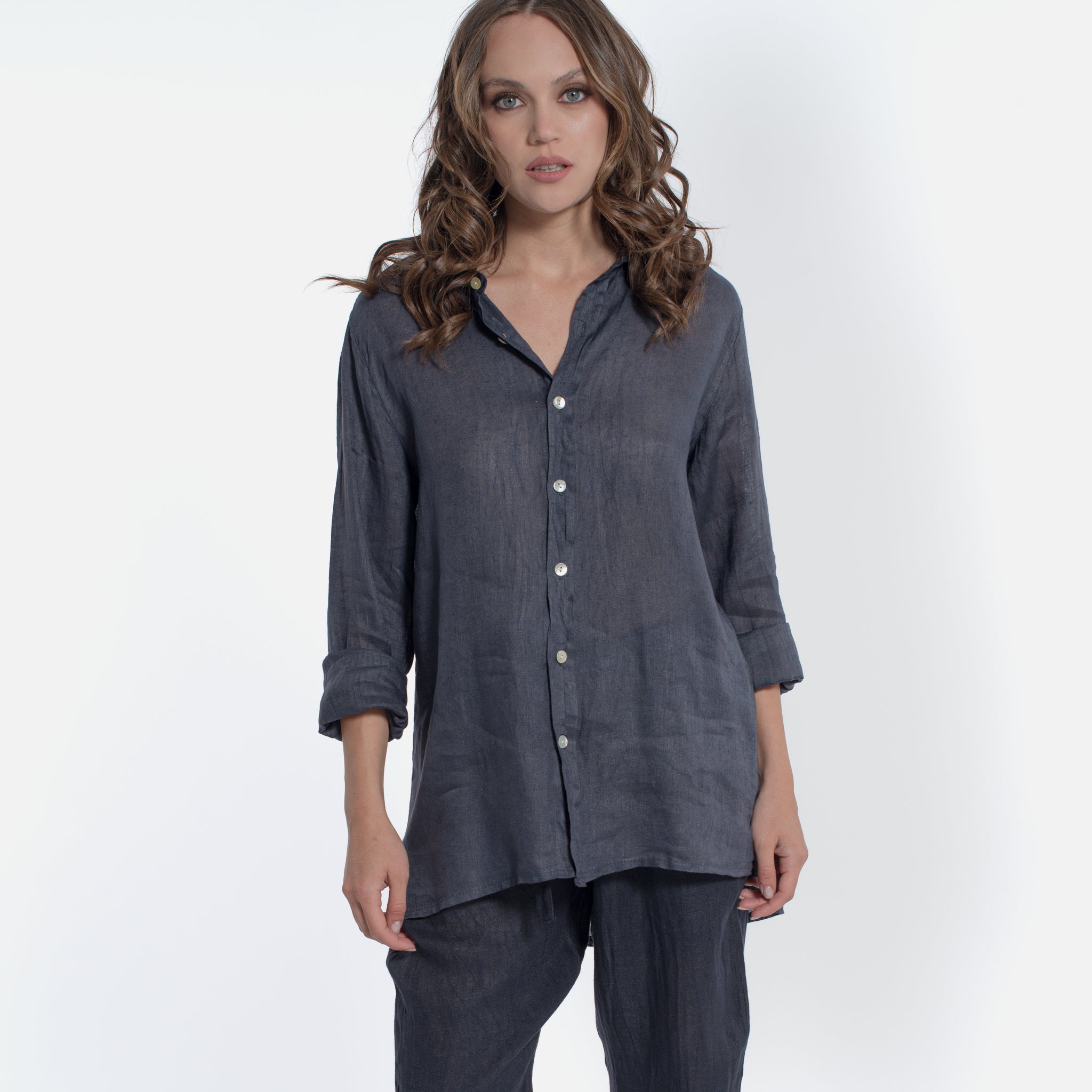 ACANFORA CAMICIA CON COLLO LINO