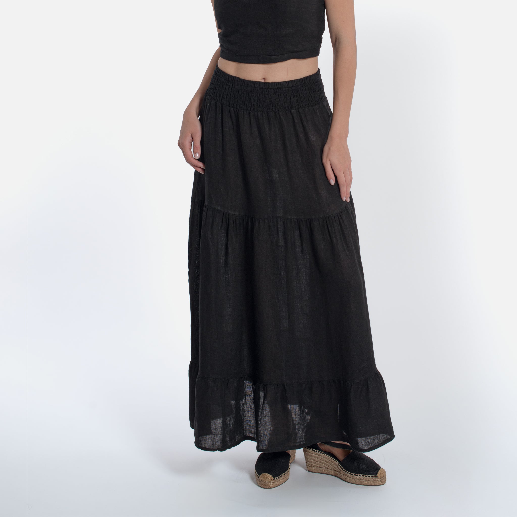 ACANFORA LINEN SKIRT WITH RUFFLES