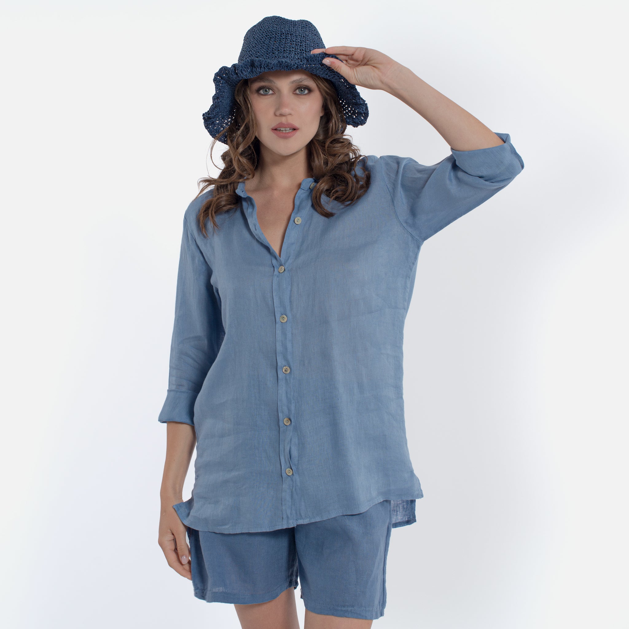 ACANFORA CAMICIA LINO CON COLLO