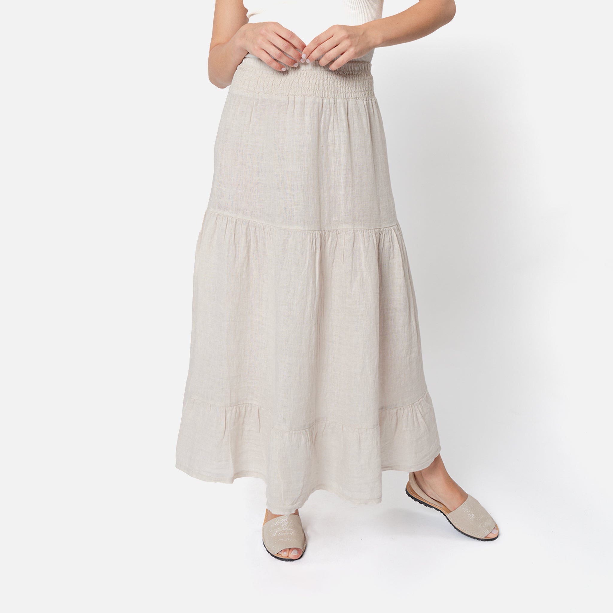ACANFORA LINEN SKIRT WITH RUFFLES