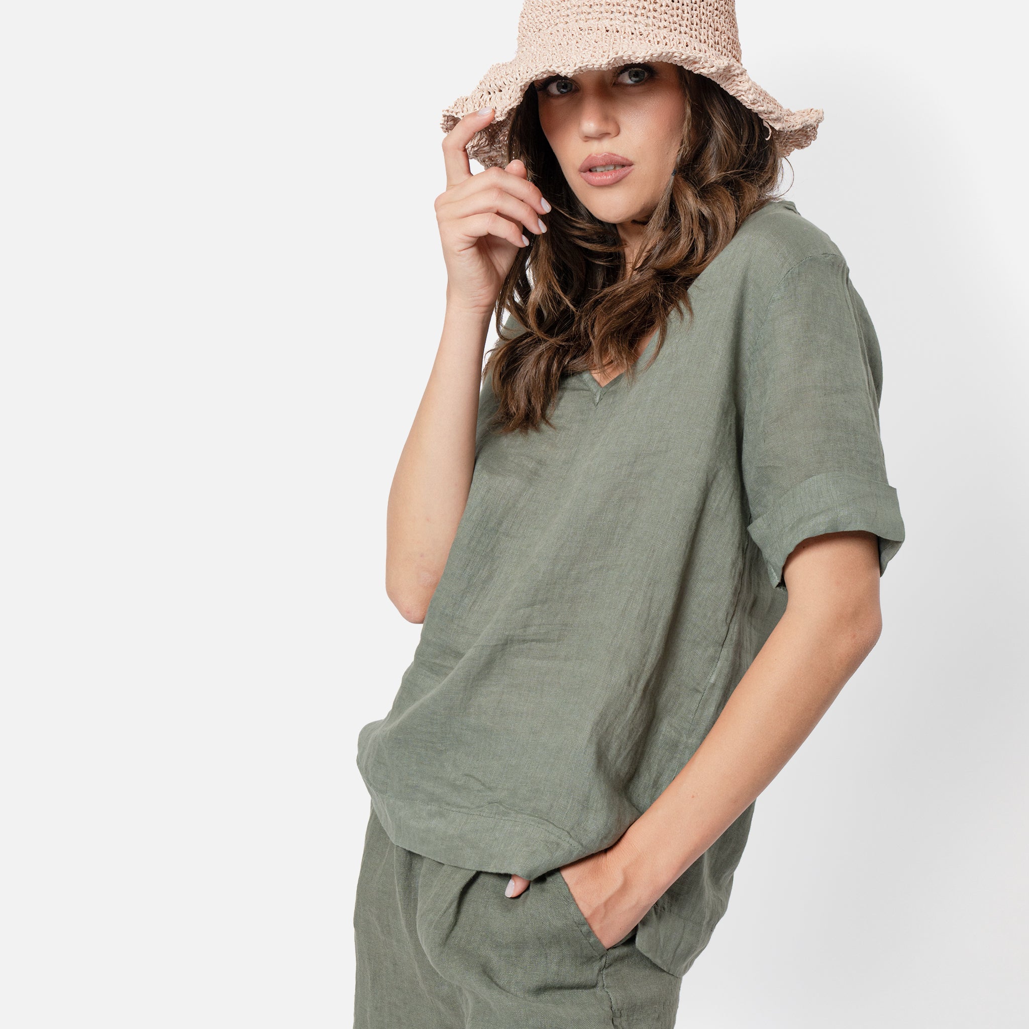 ACANFORA LINEN V-NECK TUNIC