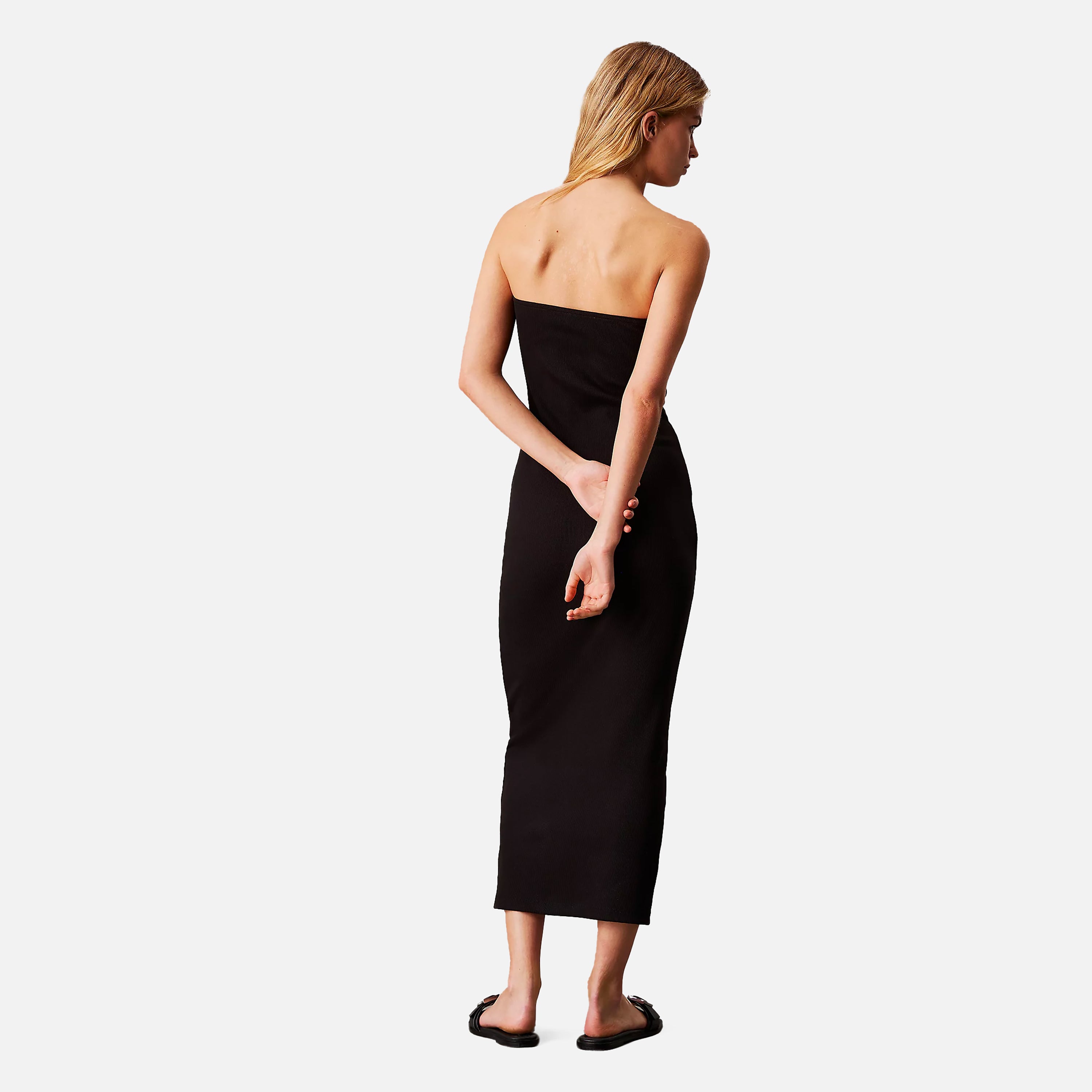 CALVIN JEANS WOVEN LABEL RIB SLEE DRESS