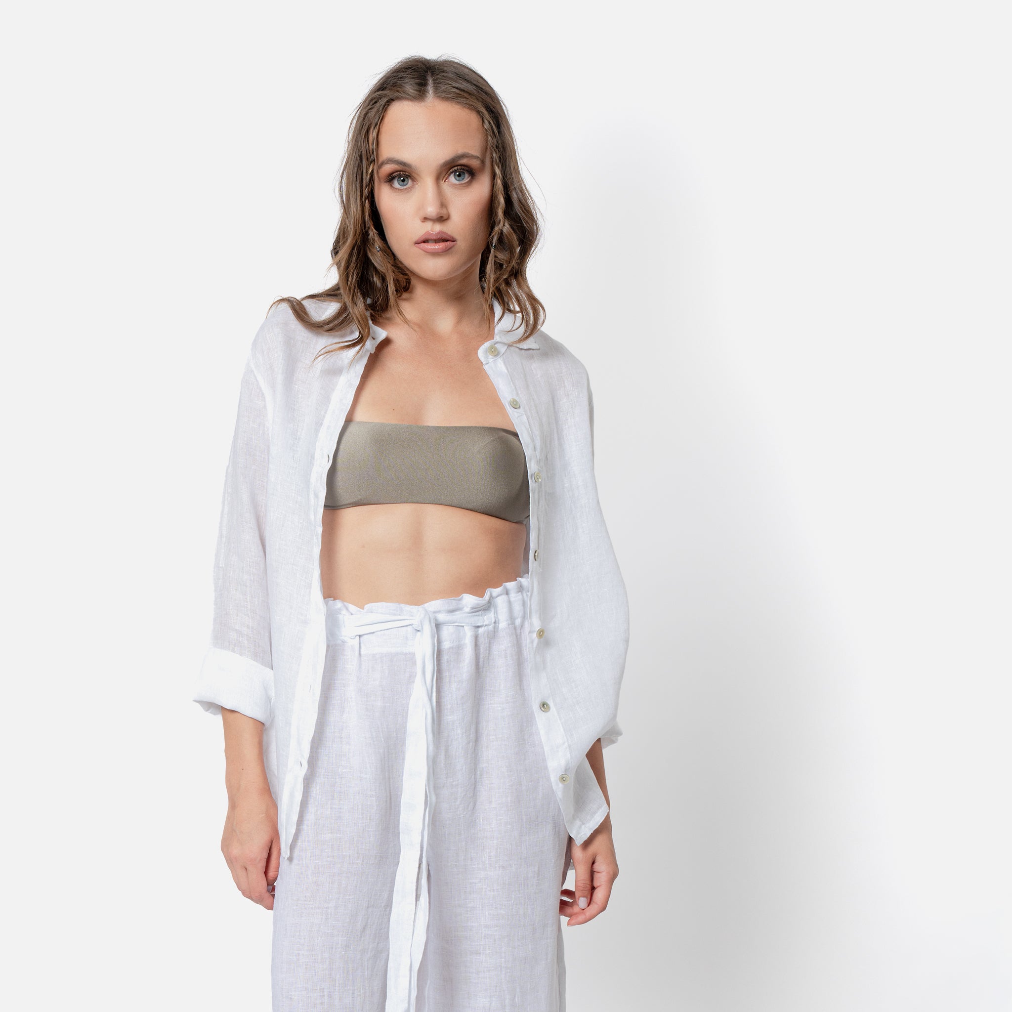 ACANFORA CAMICIA CON COLLO LINO