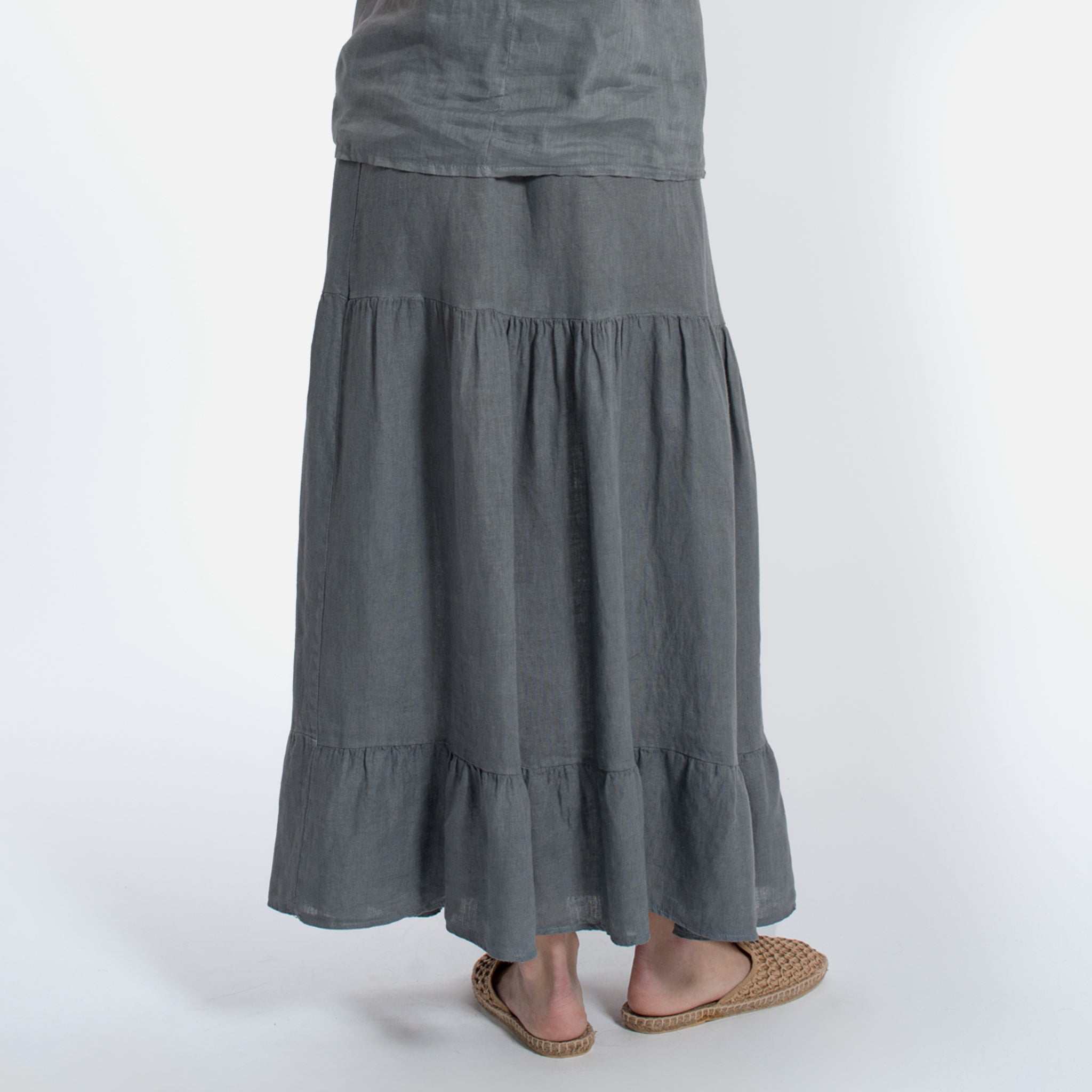 ACANFORA LINEN SKIRT WITH RUFFLES