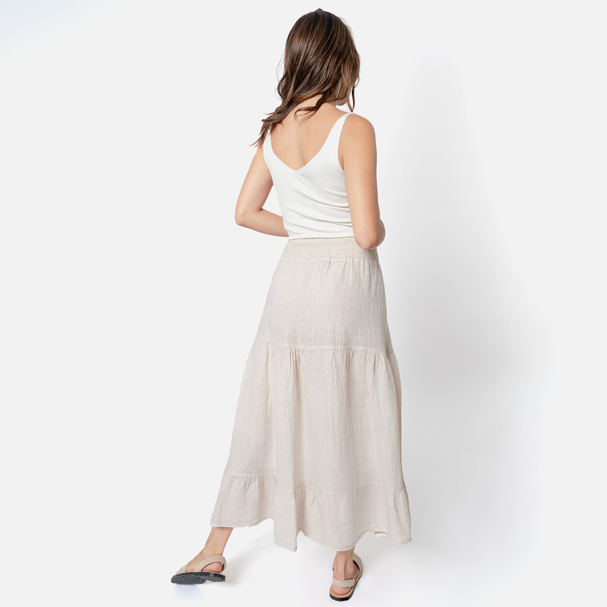 ACANFORA LINEN SKIRT WITH RUFFLES