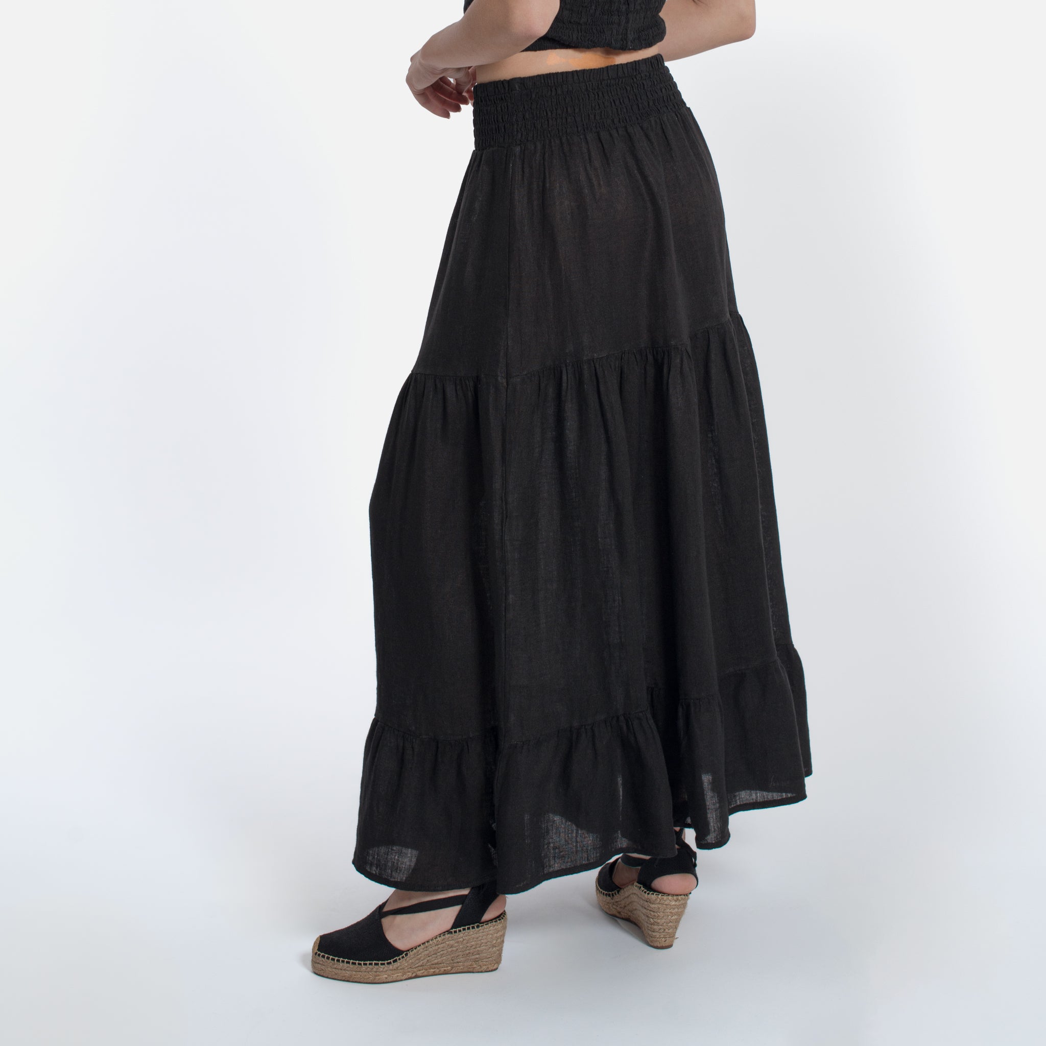 ACANFORA LINEN SKIRT WITH RUFFLES