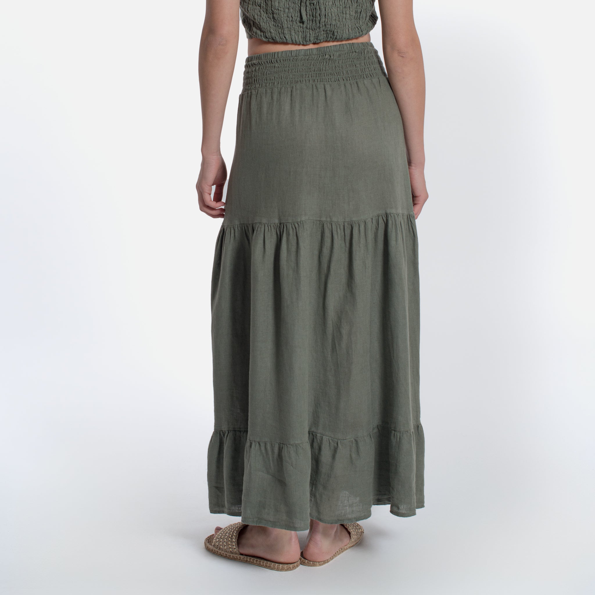ACANFORA LINEN SKIRT WITH RUFFLES