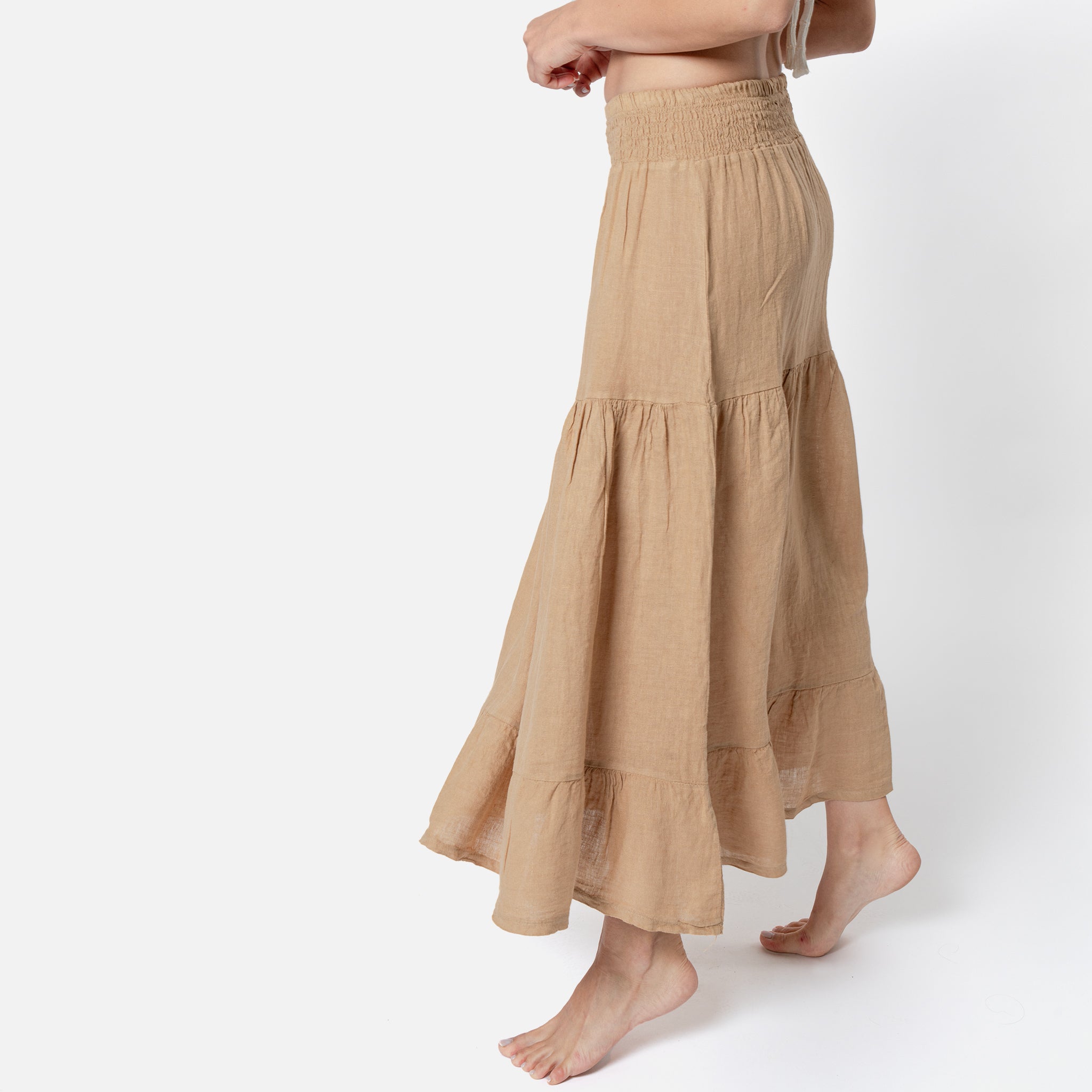 ACANFORA LINEN SKIRT WITH RUFFLES
