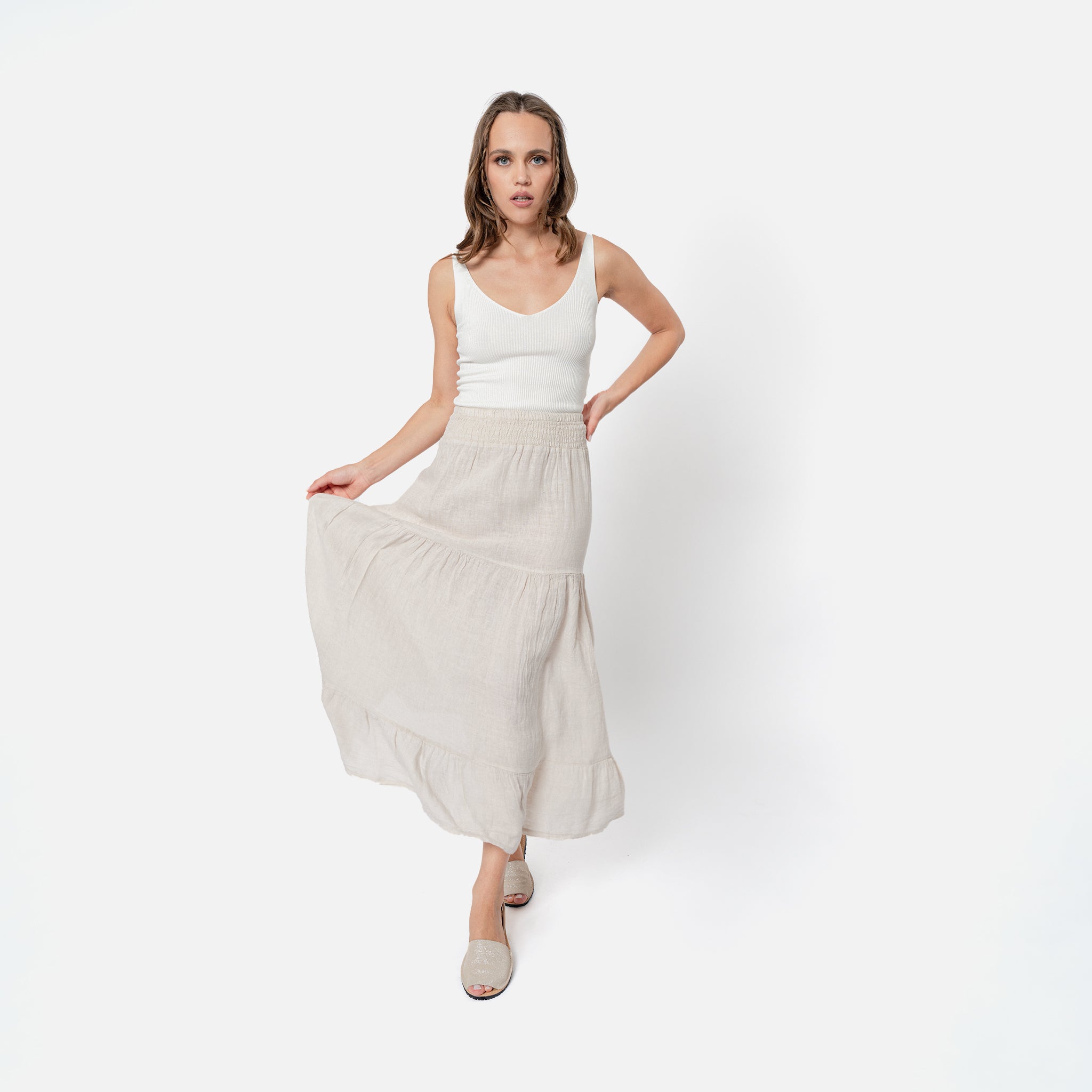 ACANFORA LINEN SKIRT WITH RUFFLES