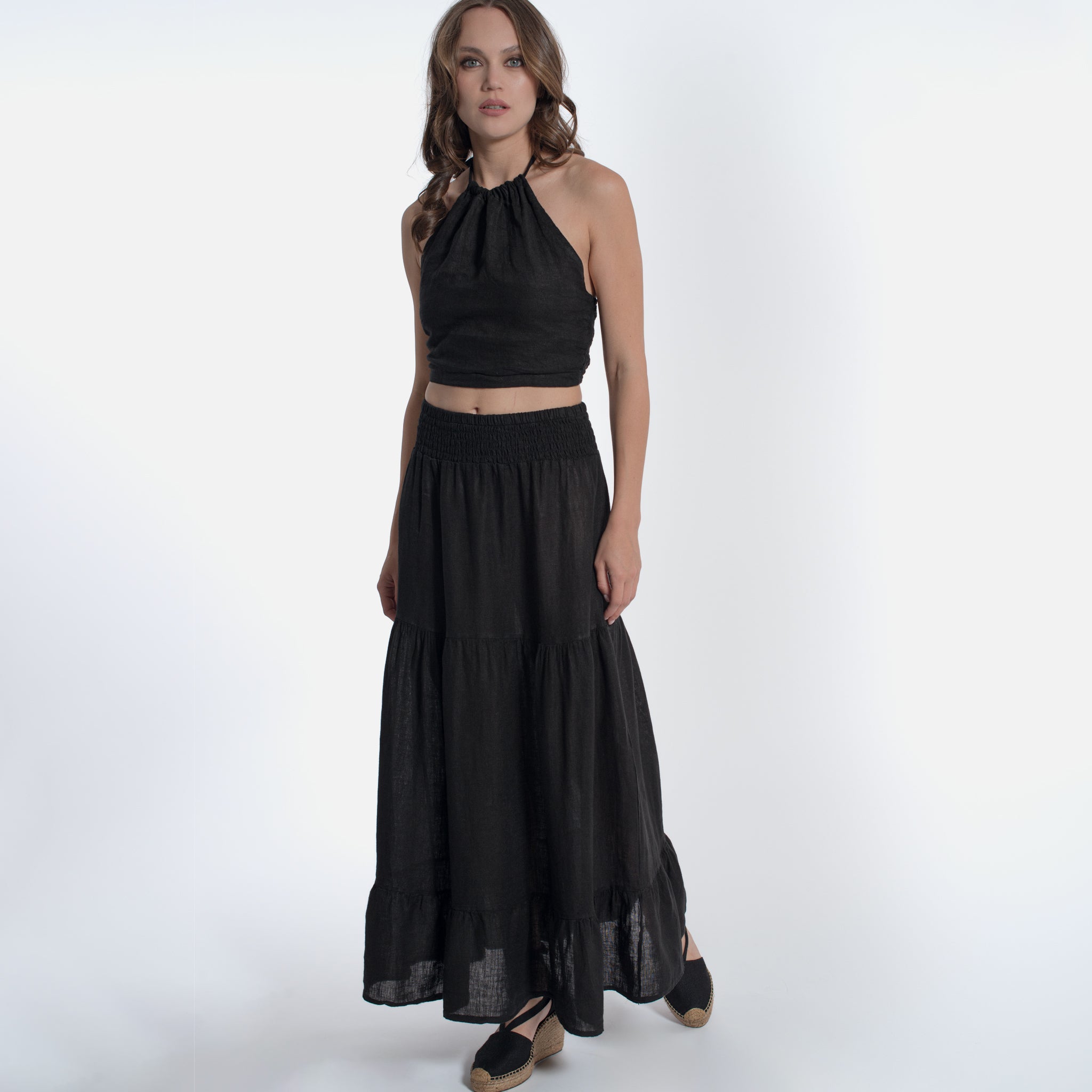 ACANFORA LINEN SKIRT WITH RUFFLES