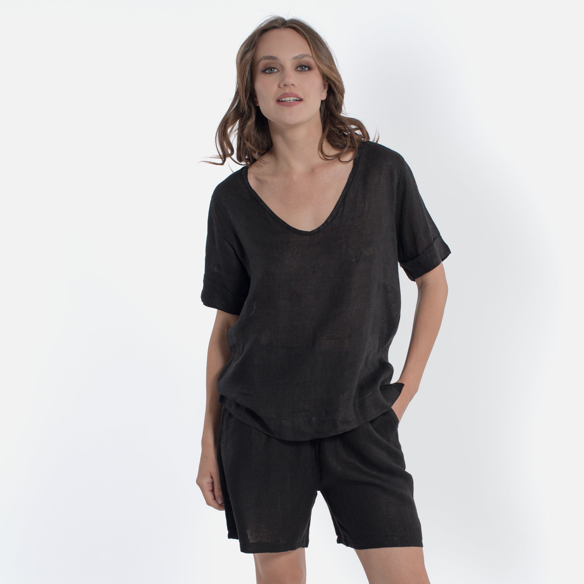 ACANFORA LINEN V-NECK TUNIC