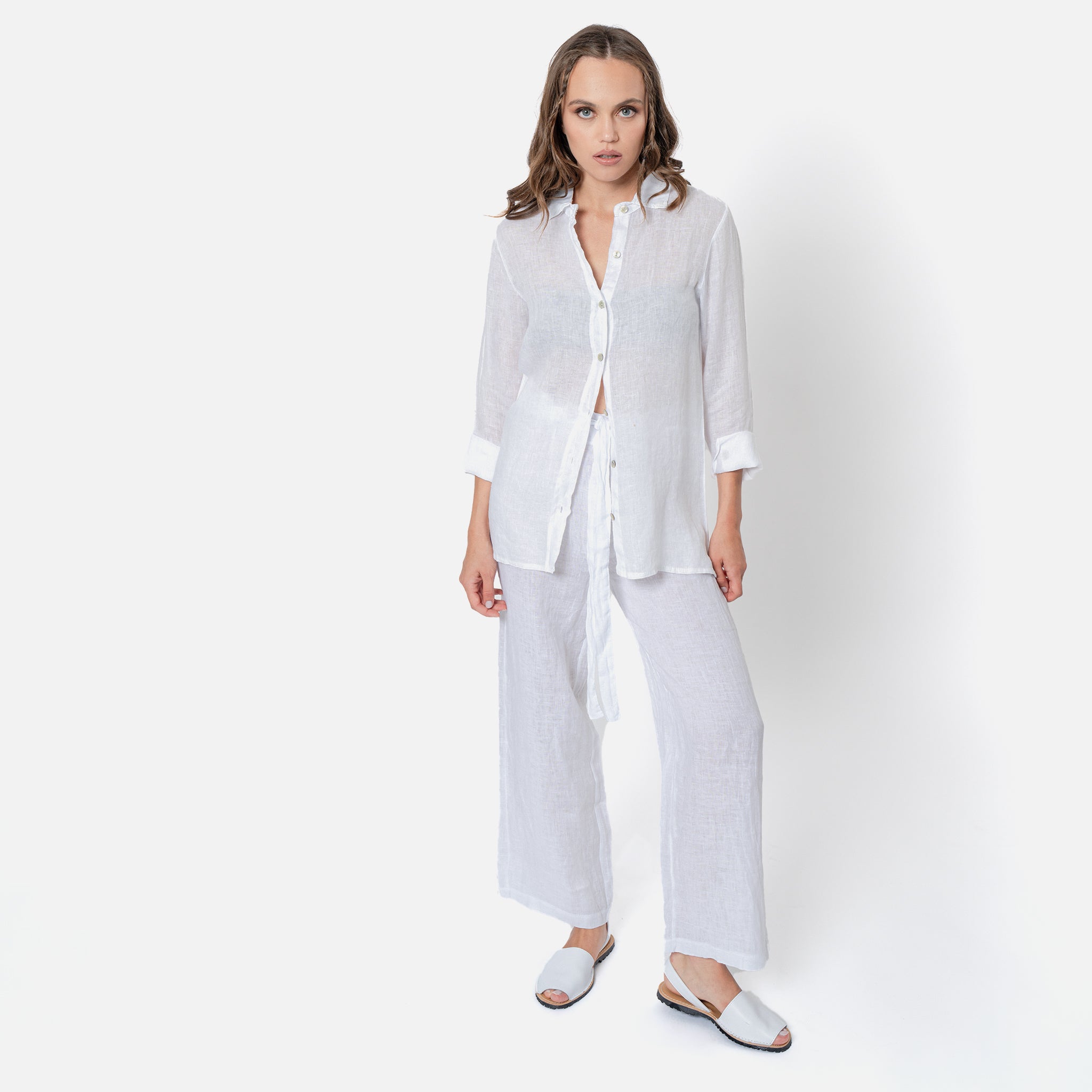 ACANFORA CAMICIA CON COLLO LINO