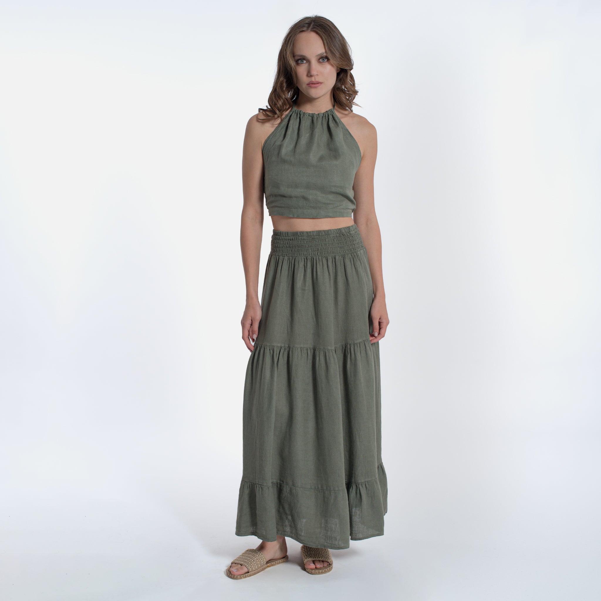 ACANFORA LINEN SKIRT WITH RUFFLES