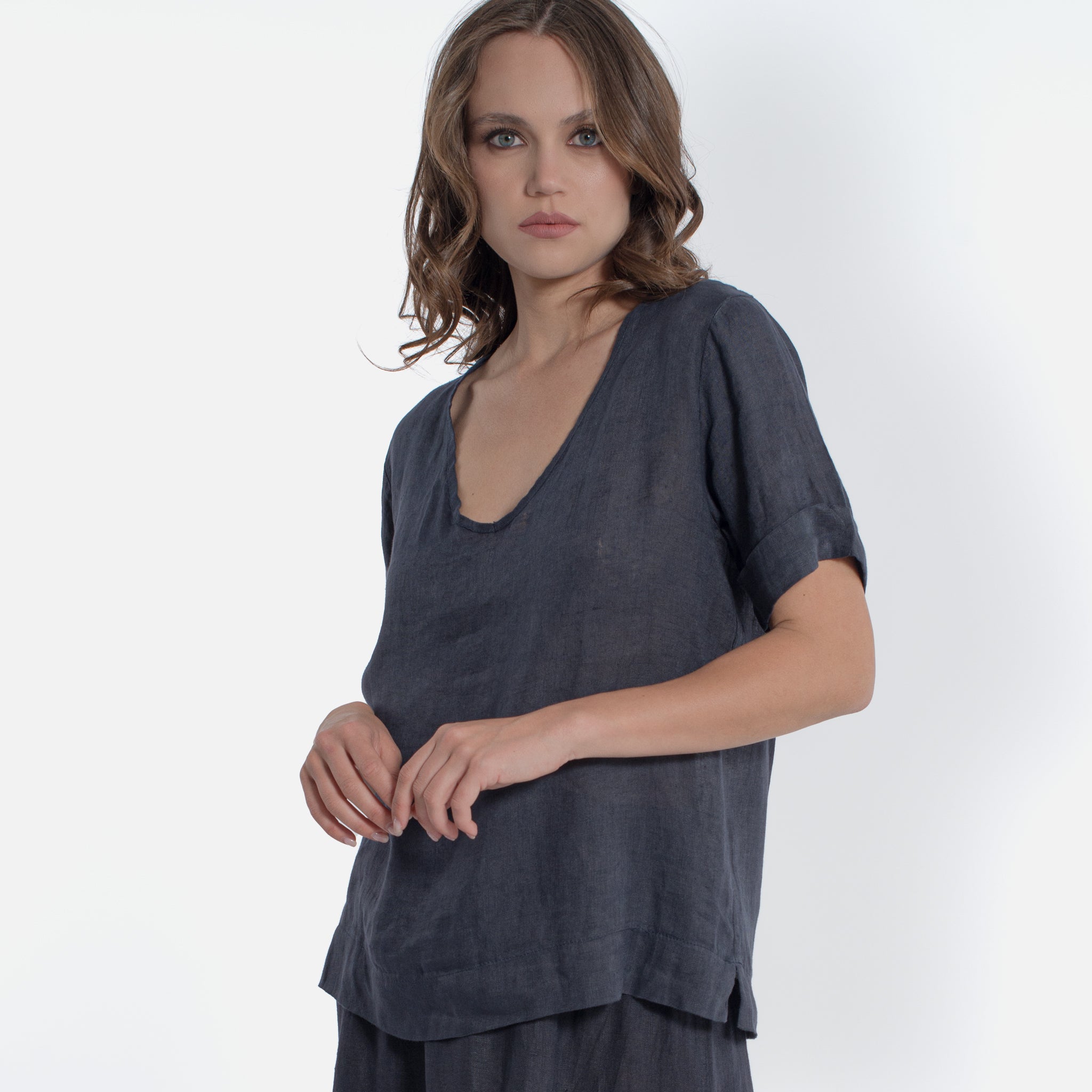 ACANFORA LINEN V-NECK TUNIC