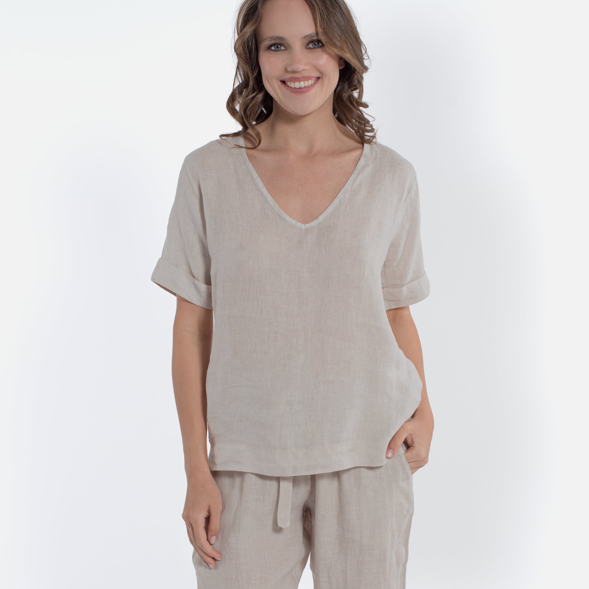 ACANFORA LINEN V-NECK TUNIC
