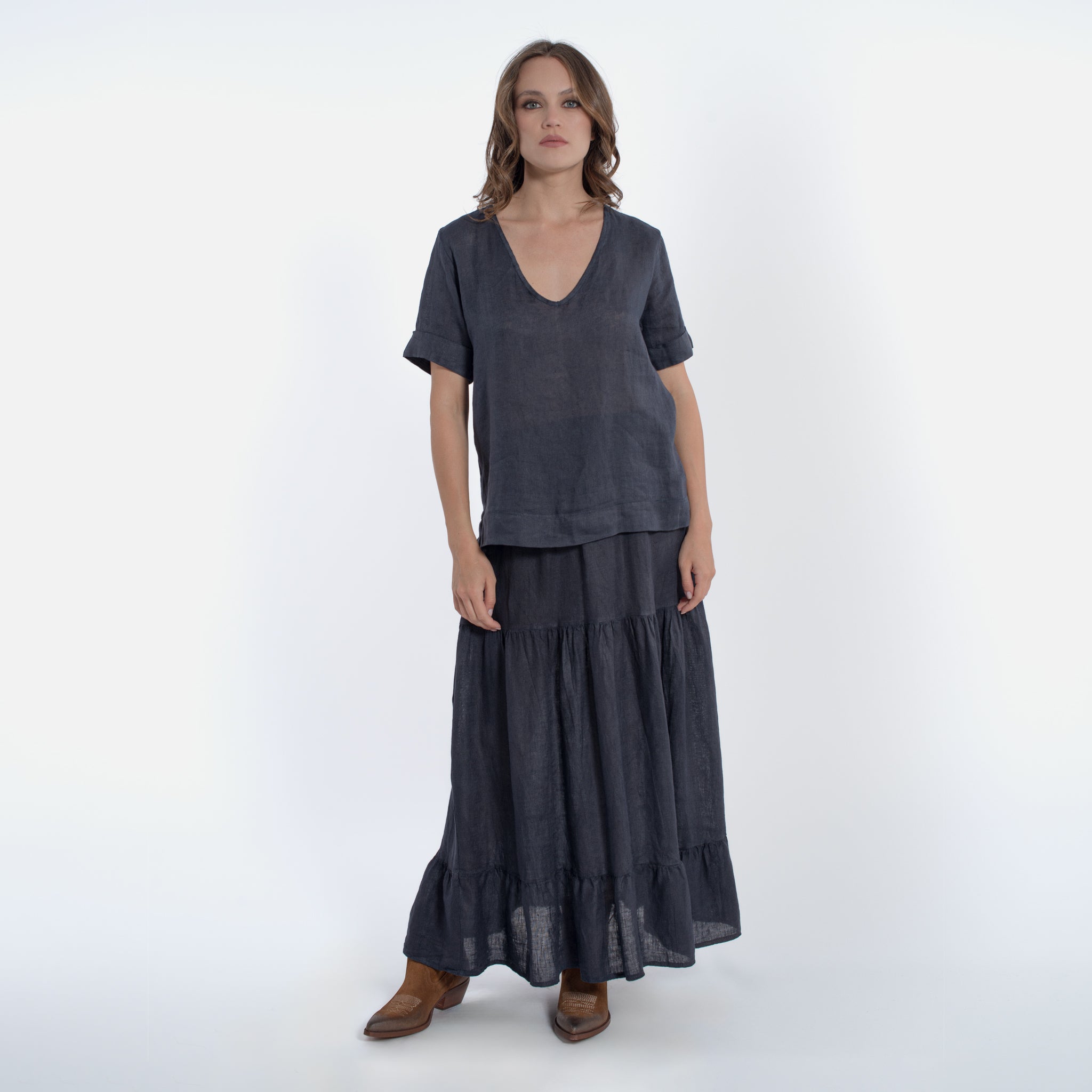 ACANFORA LINEN V-NECK TUNIC