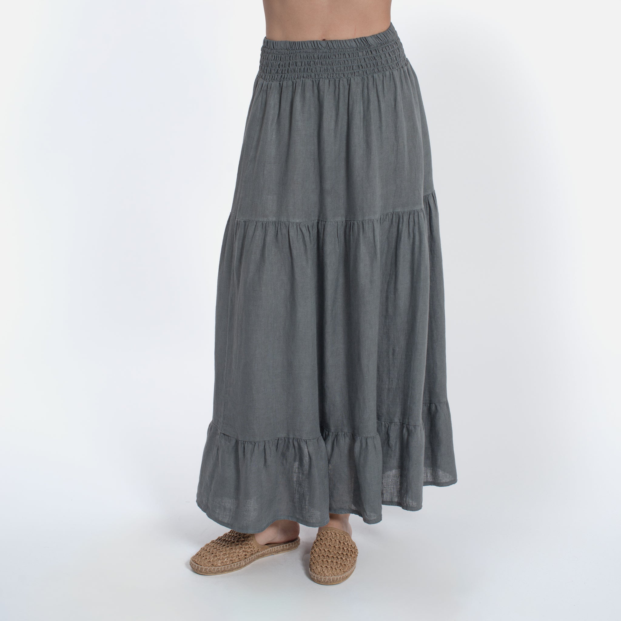 ACANFORA LINEN SKIRT WITH RUFFLES