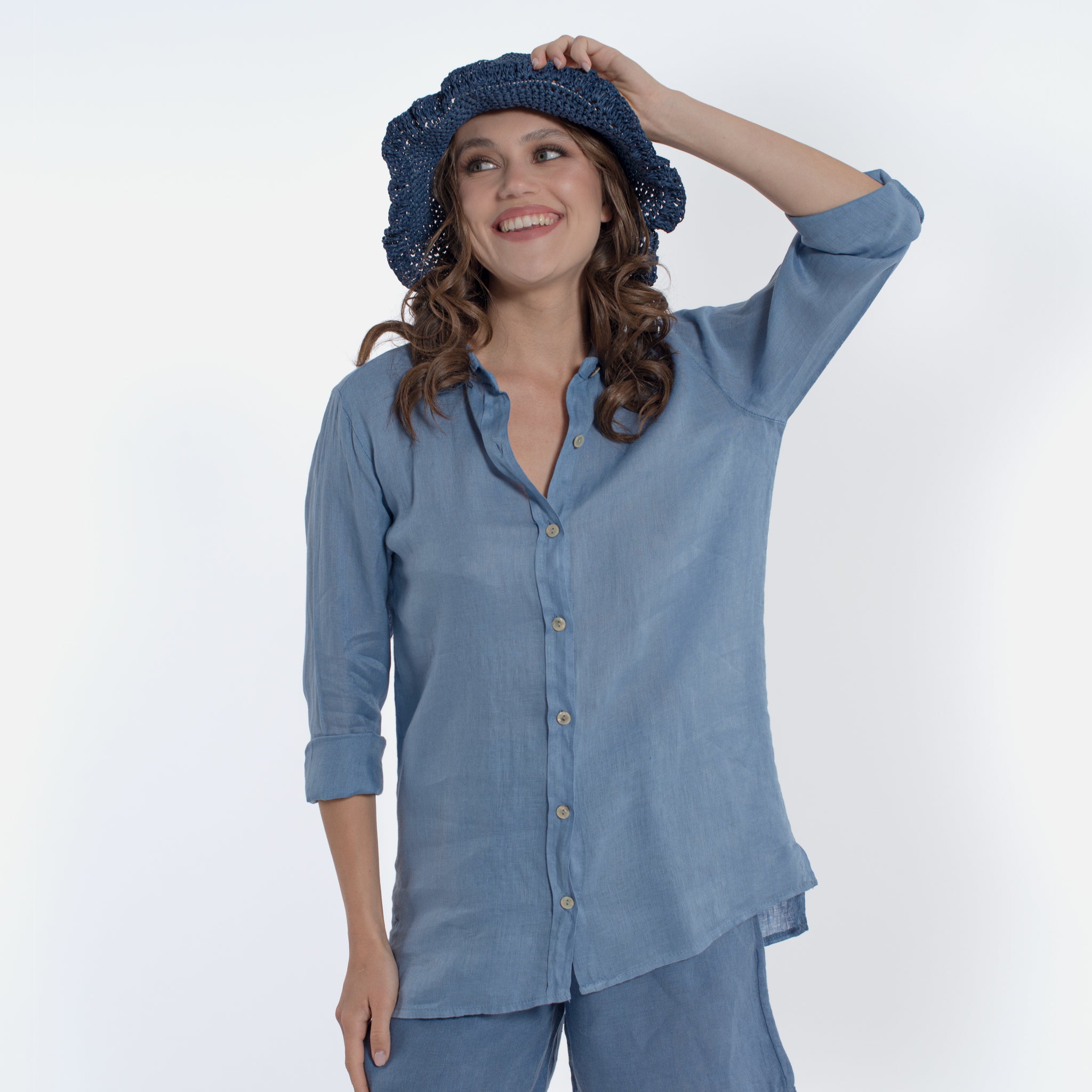 ACANFORA CAMICIA LINO CON COLLO