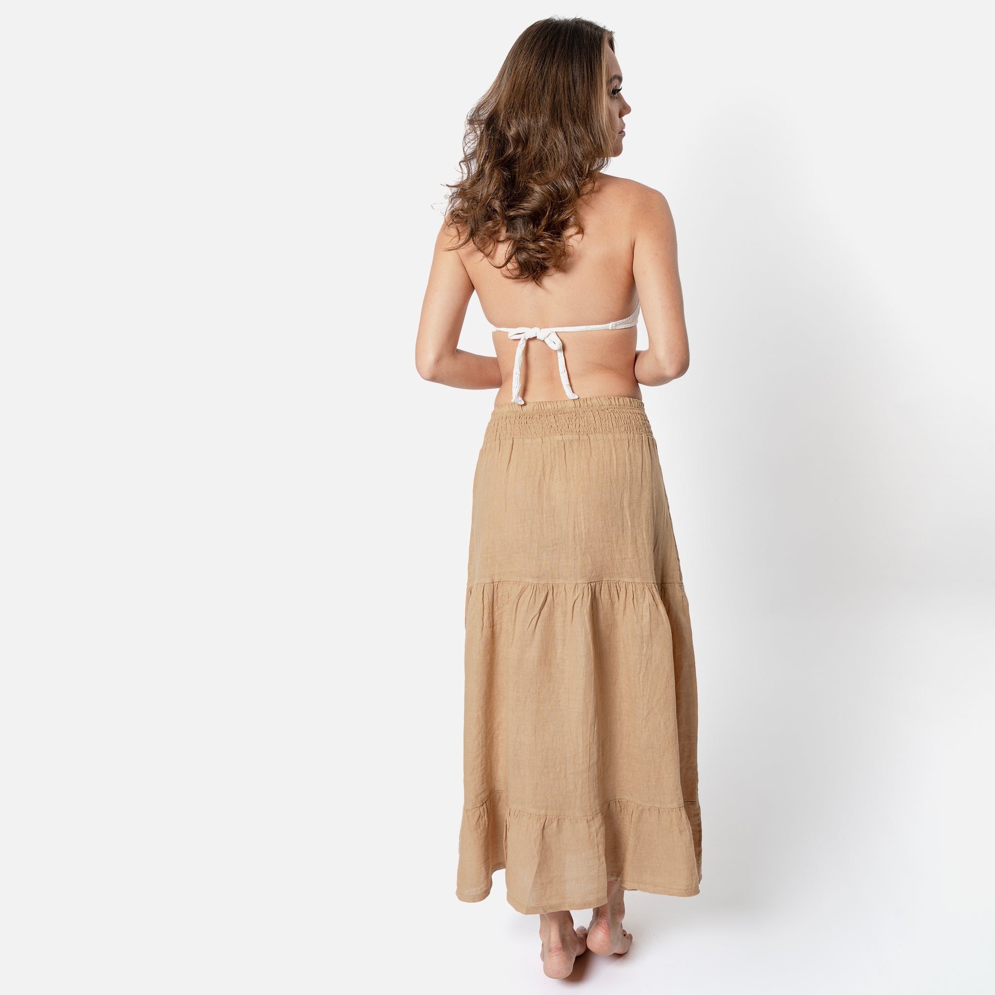 ACANFORA LINEN SKIRT WITH RUFFLES