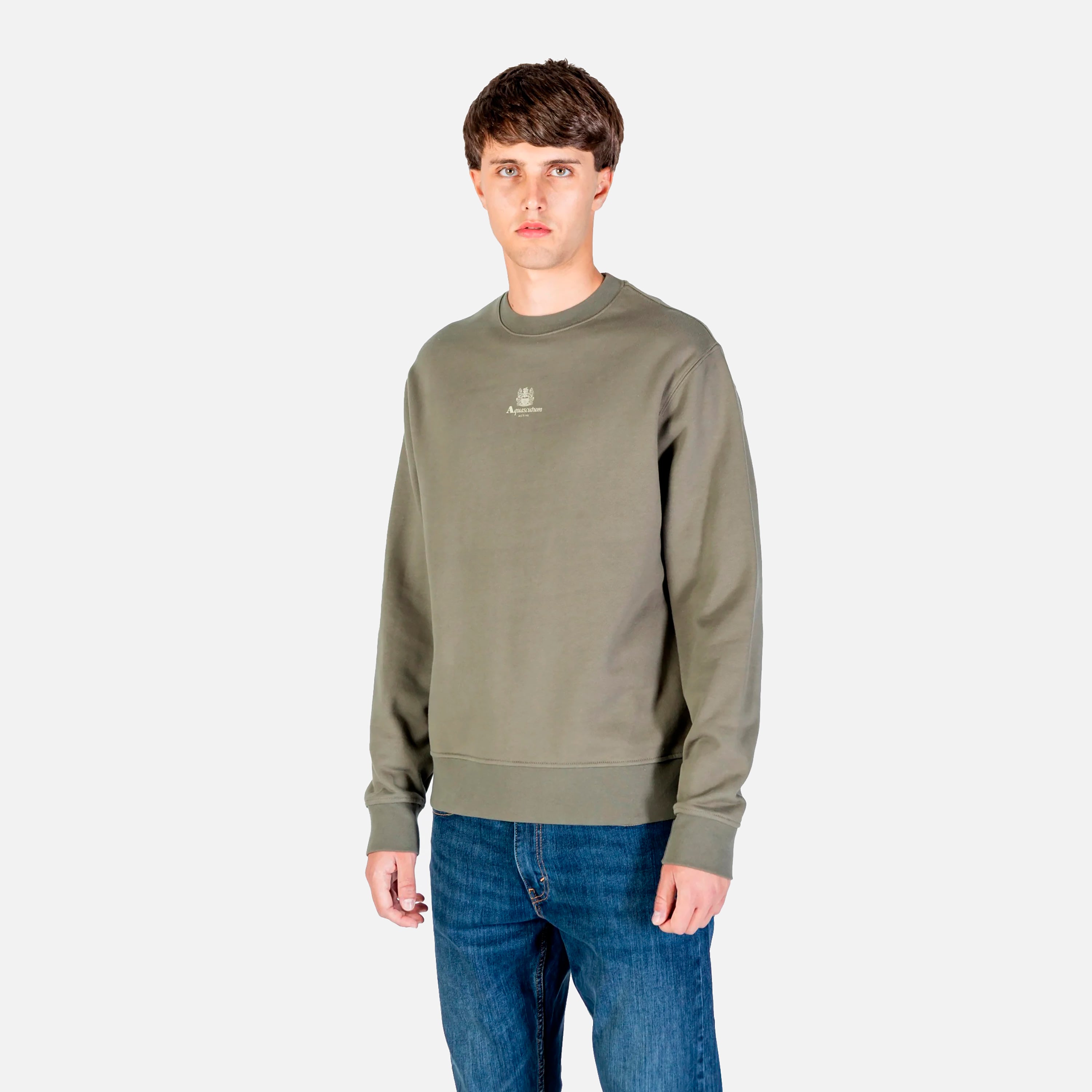 AQUASCUTUM FELPA CENTERED LOGO CREWNECK