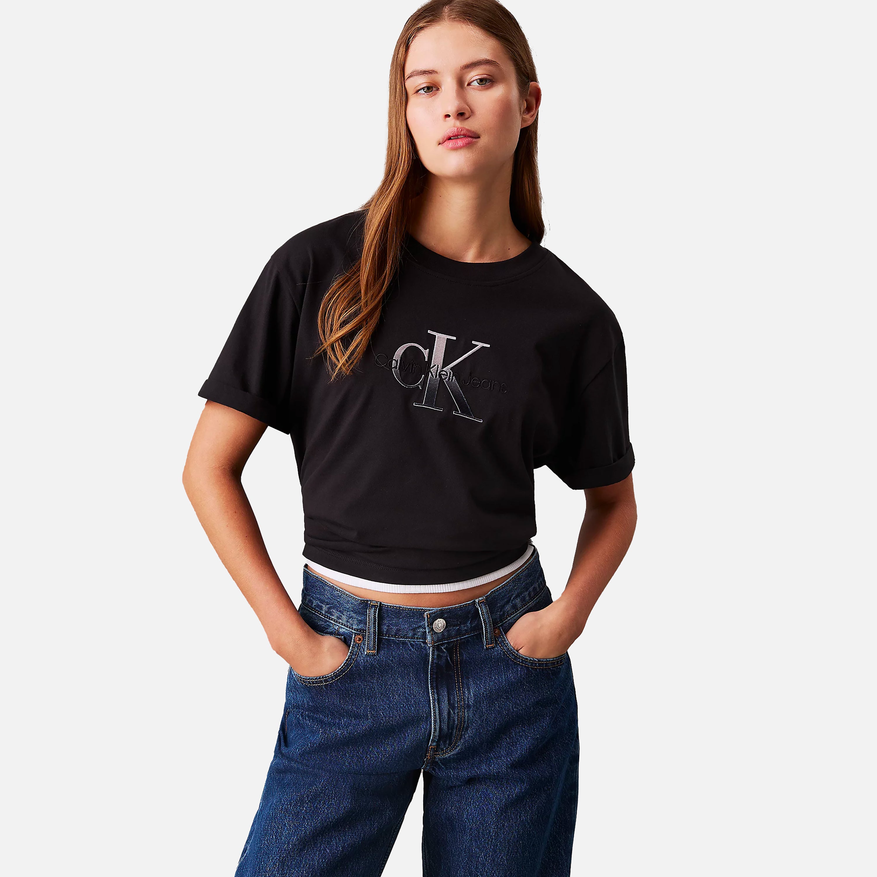 CALVIN JEANS T-SHIRT EMBROIDERED MONOLOGO