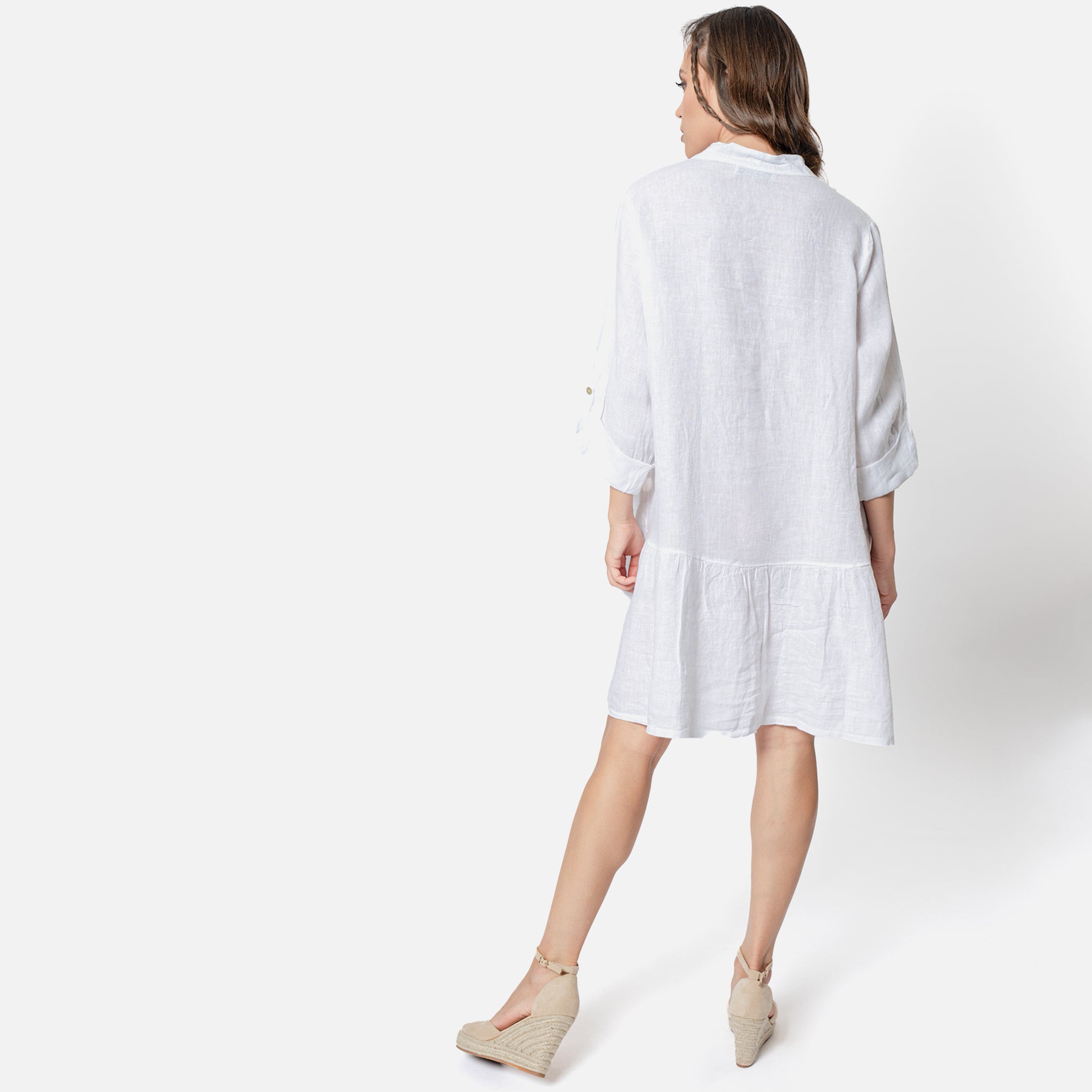 ACANFORA LINEN RUFFLE DRESS